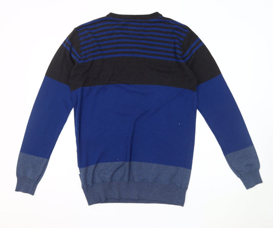 Lee Cooper Mens Blue Striped Pullover Jumper L