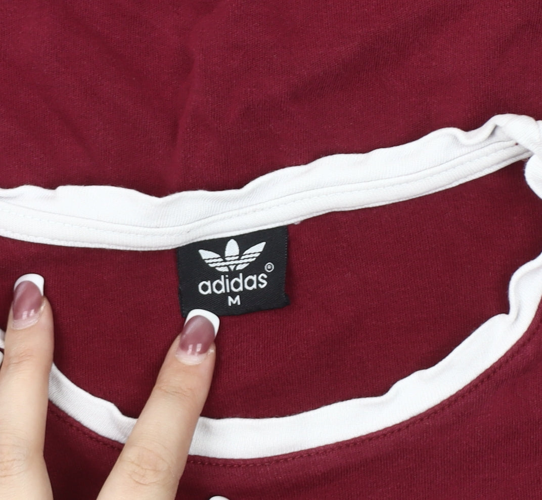 adidas Men's Red Crew Neck Logo T-Shirt Size M