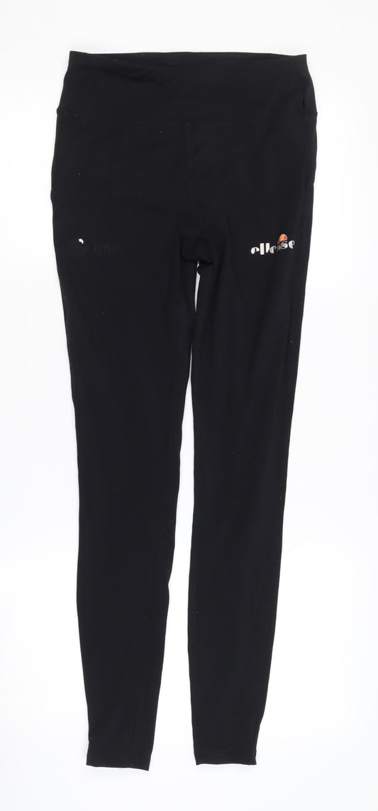 Womens UK Size 8 ellesse Slim Fit Track Pants Black Leggings
