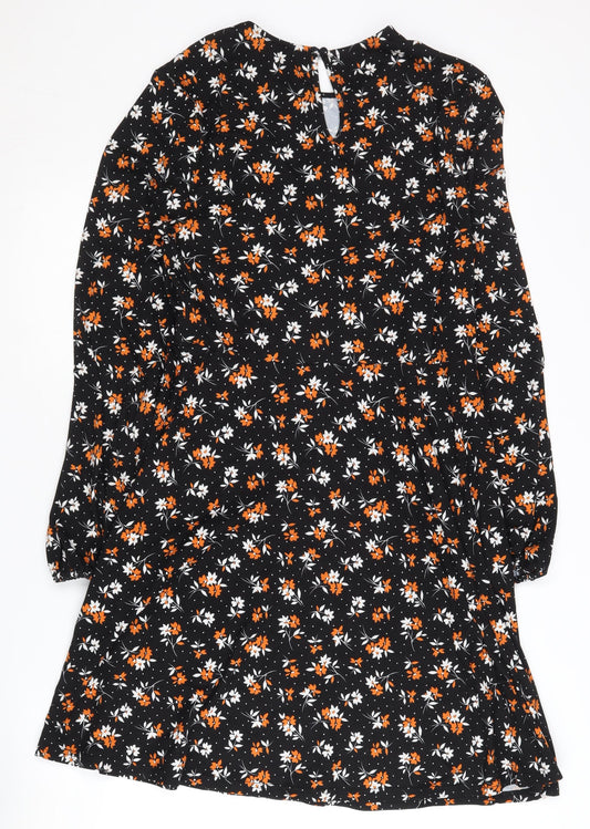 New Look Women's Black Floral A-Line Dress Size 12
