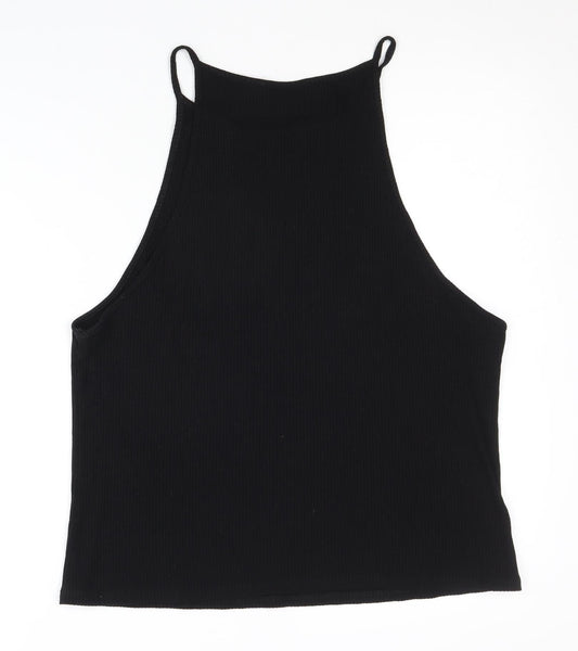 ASOS DESIGN Women's Black High Neck Tank Top