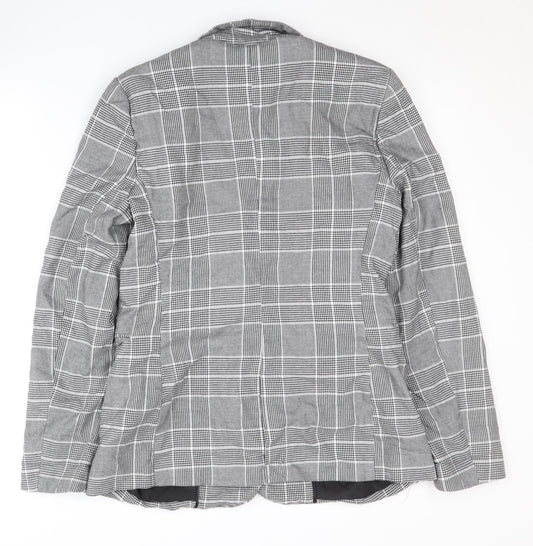 Stradivarius Women's Grey Check Blazer Suit Jacket Size 12
