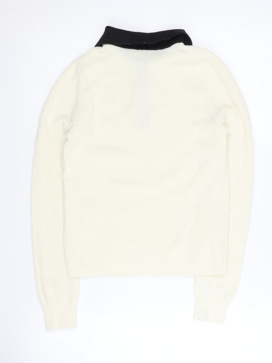 MNG Women's Ivory Collared Long Sleeve Jumper