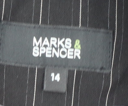 Marks and Spencer Women's Black Pinstripe Blazer UK 14