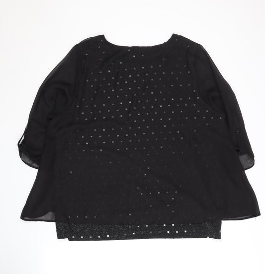 Womens UK Size XL Anna Rose Black Basic Blouse