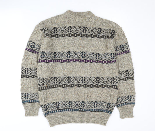 St Michael Men's Beige Medium Cable-Knit Pullover Jumper