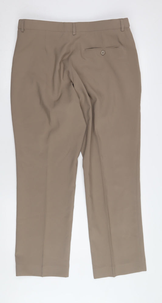 Cotton Traders Men's Beige Trousers - Size 36, Casual Flat Front