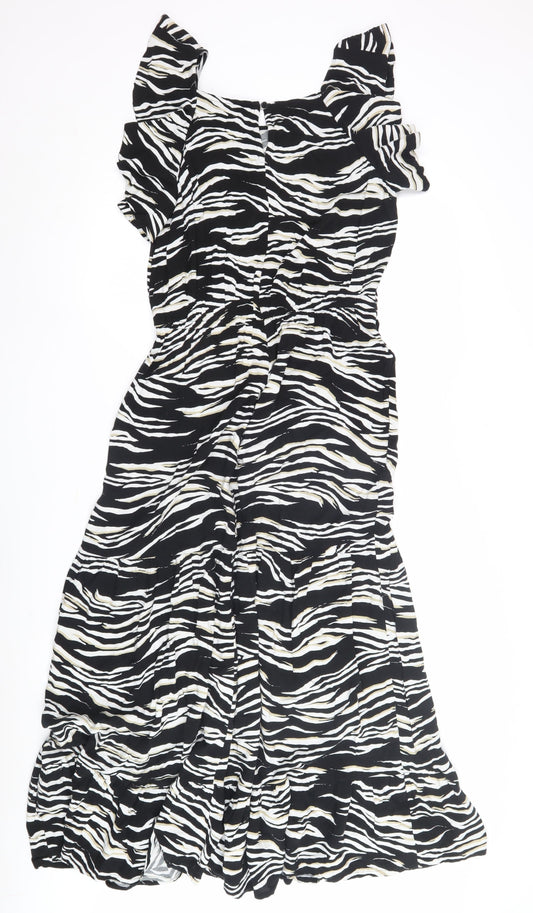 Next Women's Black Animal Print Dress Size 12