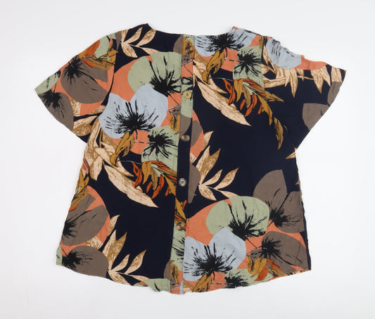 Womens UK Size 10 Apricot Multicoloured Cropped Blouse