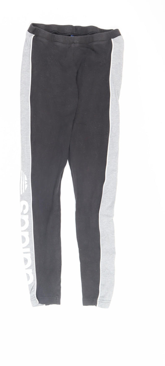 Adidas Women's Black/Grey Skinny Trousers - Size 10