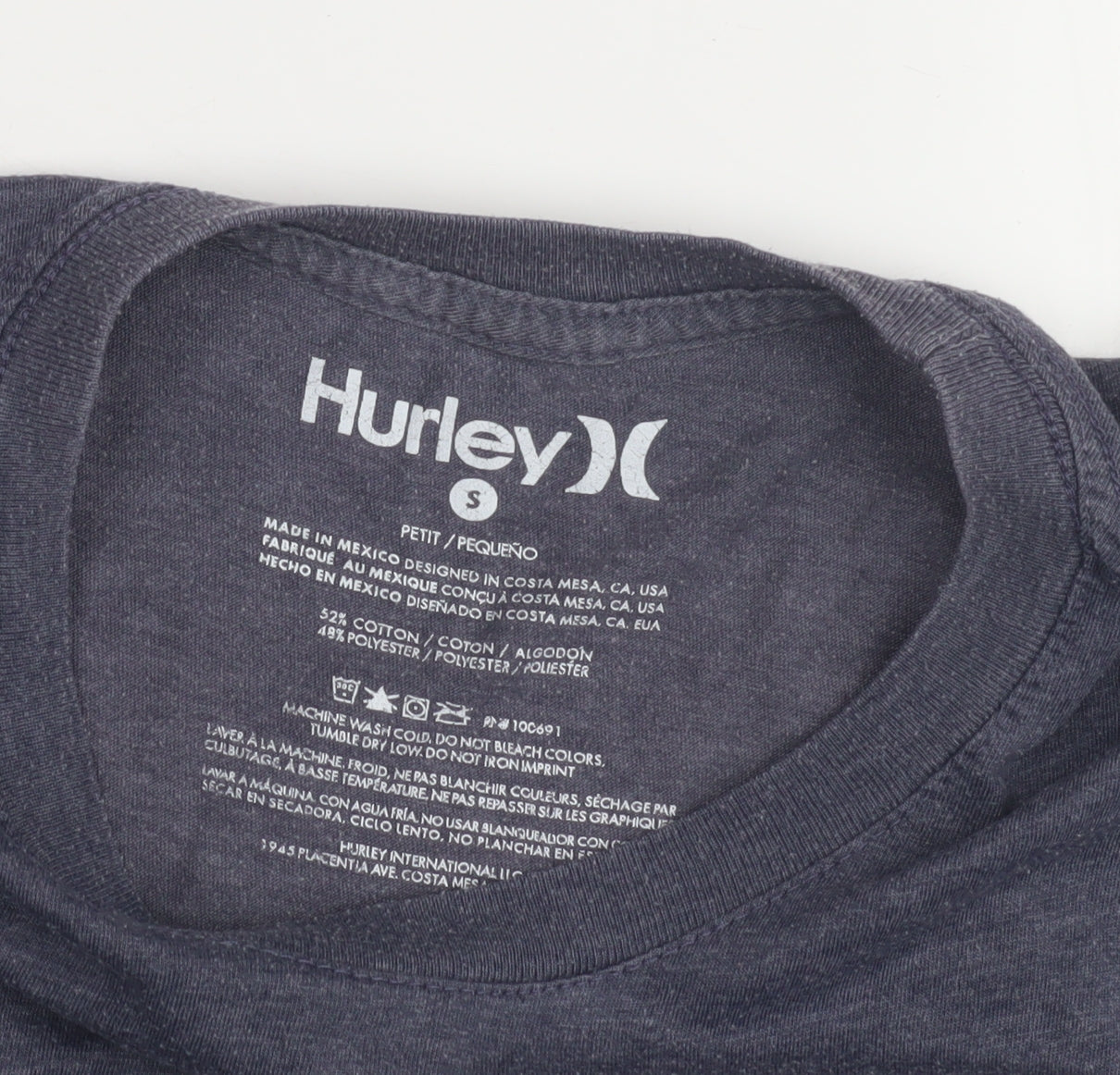 Mens UK Size S Hurley Blue T-Shirt