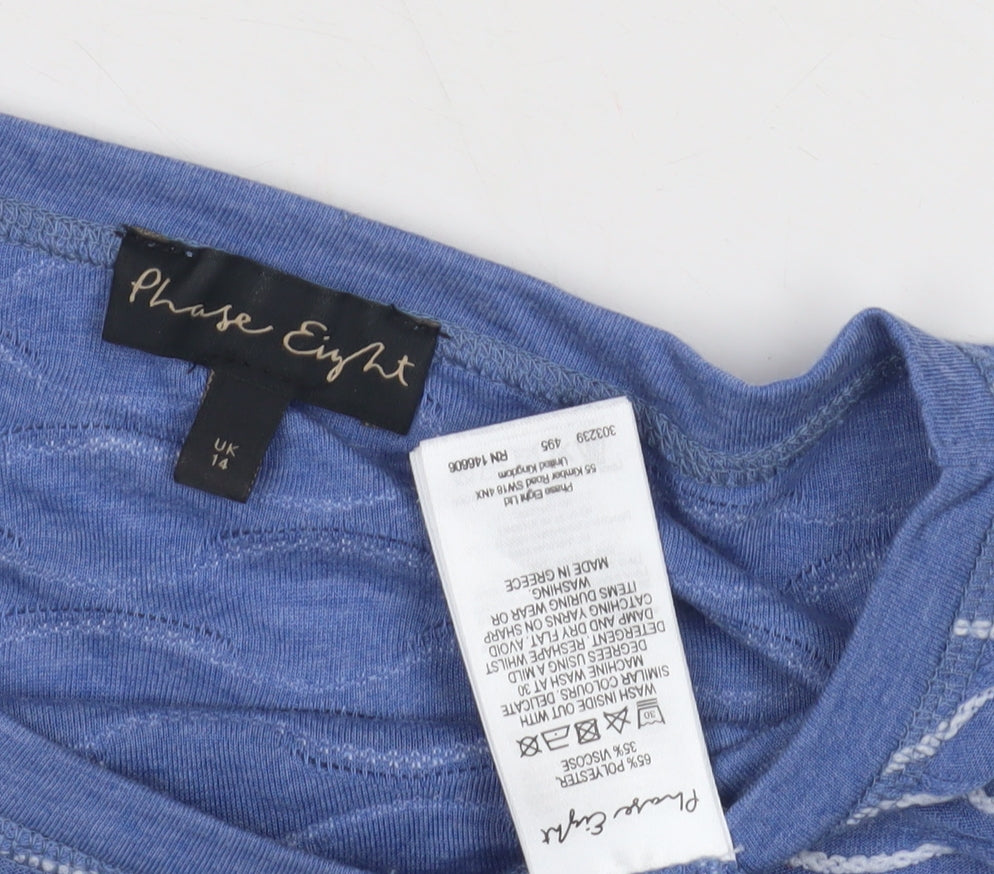 Womens UK Size 14 Phase Eight Blue Basic T-Shirt