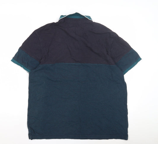 Red Herring Men's Blue Colourblock Polo, Large