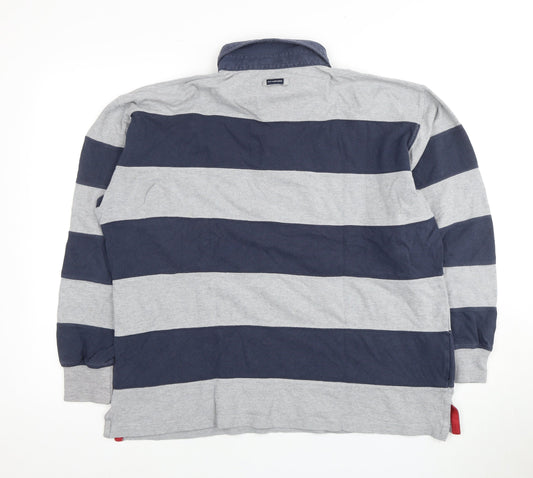 Ivy Oxford Men's Blue & Grey Striped XL Polo