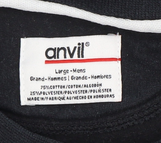 Anvil Men's Black Graphic Sweatshirt, Large