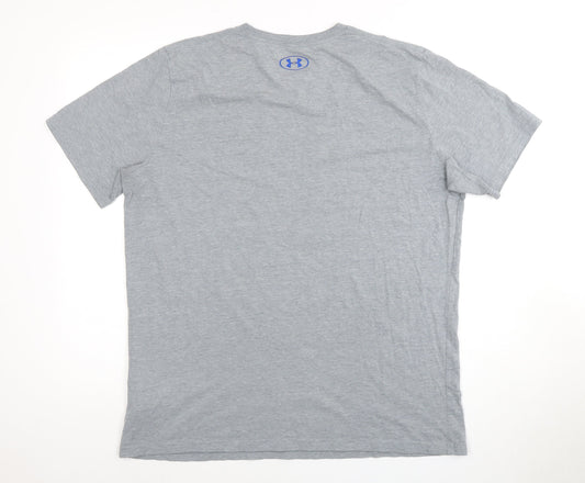 Under Armour Men's Grey Loose Fit T-Shirt, Size L, Graphic Logo