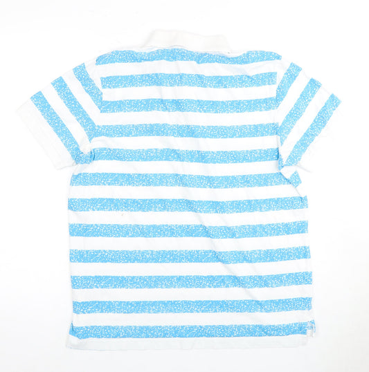 Nike Men's Blue Striped Polo Size L Short Sleeve