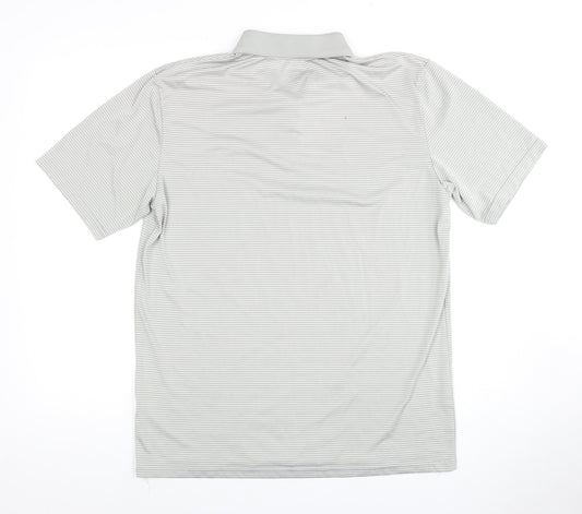 Slazenger Men's Grey Striped Polo Shirt M