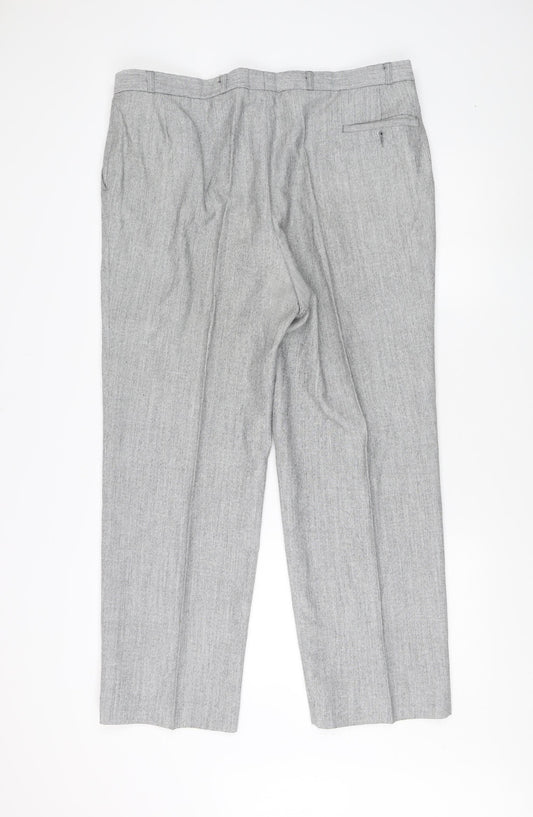 St Michael Men's Grey Pleated Trousers Size L