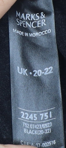 Womens UK Size 20 Marks and Spencer Black Basic Button-Up