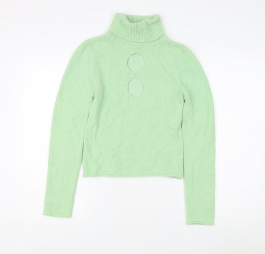 Additional front view of ASOS DESIGN Women's Green Roll Neck Jumper