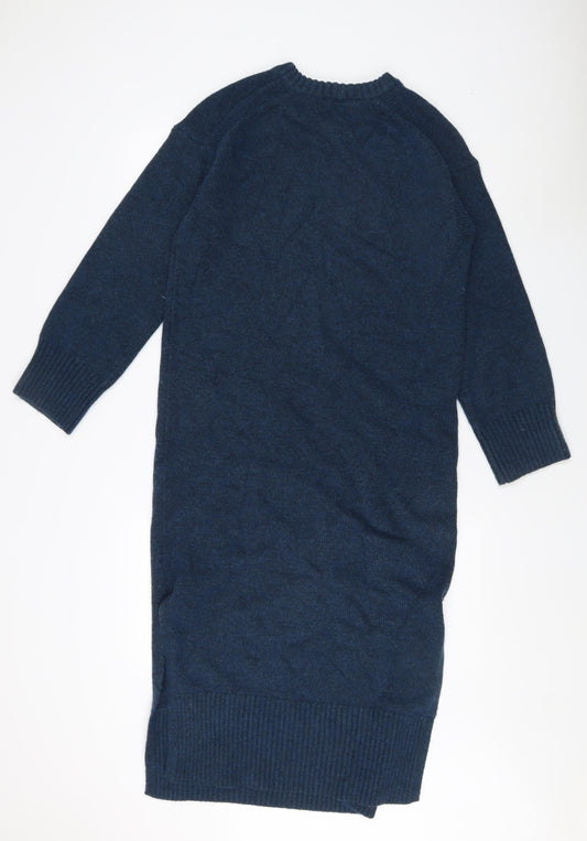 Next Women's Blue Jumper Dress S Crew Neck Midi