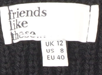 Womens UK Size 12 Friends Like These Black Pullover Jumper