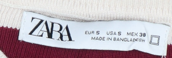 Womens UK Size S Zara Multicoloured Cropped T-Shirt
