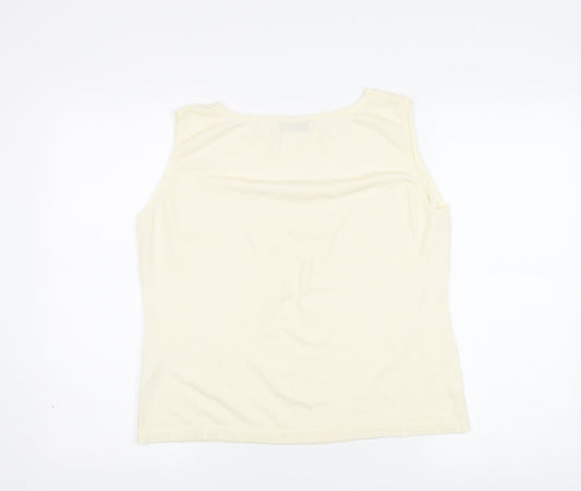 INTOWN Women's Ivory Round Neck Tank Size L