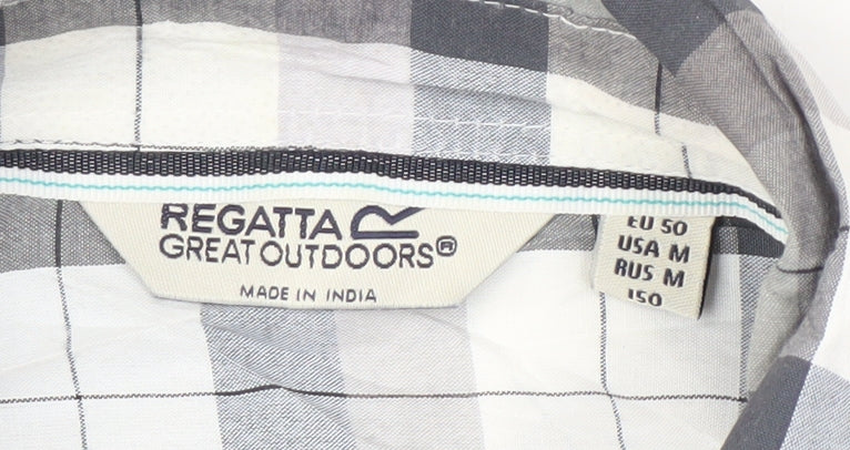 Regatta Men's Grey Plaid Short Sleeve Shirt M
