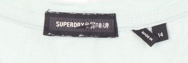Womens UK Size 14 Superdry Green Basic T-Shirt