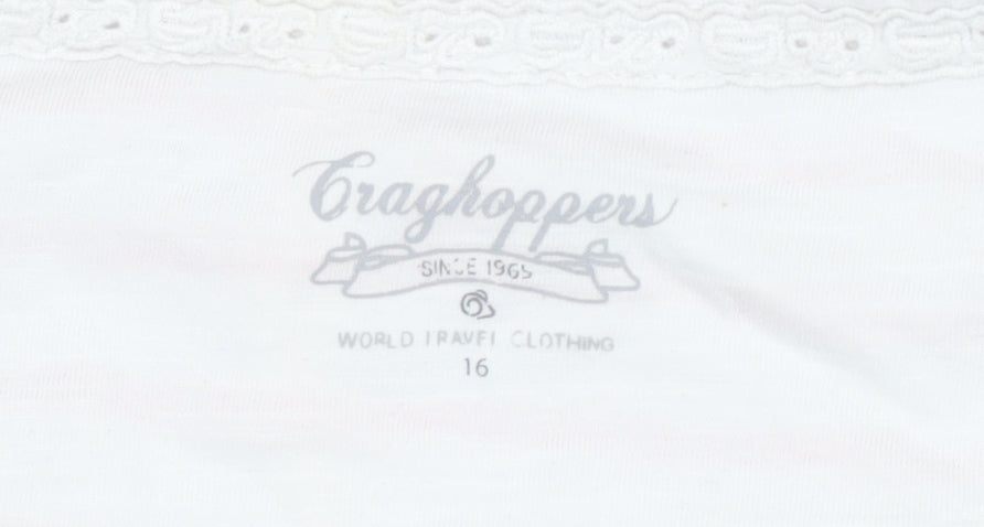 Craghoppers Women's Pink Striped T-Shirt Size 16