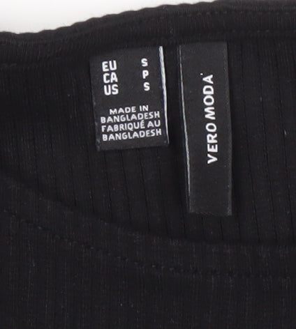 Womens UK Size S VERO MODA Black Basic T-Shirt