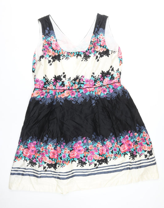 Monsoon Women's Floral Dress, Size 22, Multicoloured V-Neck