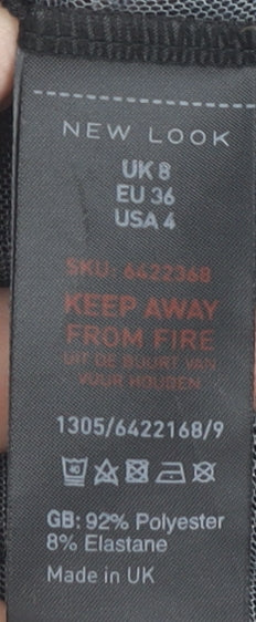 New Look Women's Black Star Jersey Top - Size 8