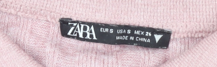 Womens UK Size S Zara Pink Cropped Polo