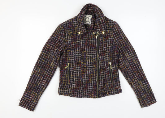 Womens UK Size 10 New Look Multicoloured Motorcycle Jacket