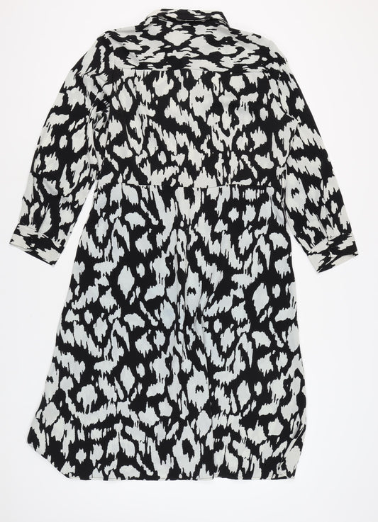 Love Sunshine Women's Black Animal Print Shirt Dress