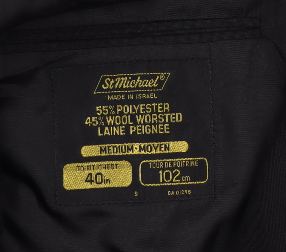 Mens UK Size 40 St Michael Regular Black Suit Tuxedo