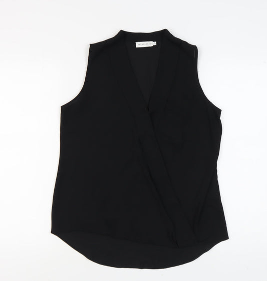Womens UK Size 12 Paraphrase Black Wrap Blouse