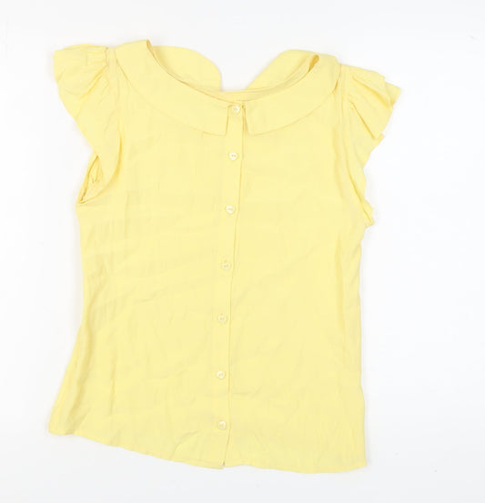 Womens UK Size 12 Therapy Yellow Basic Blouse