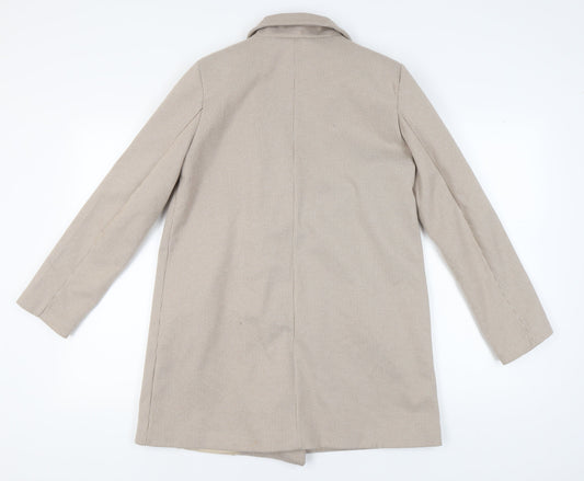 Boohoo Women's Beige Check Pea Coat Size 12