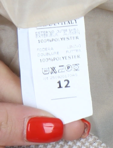 Boohoo Women's Beige Check Pea Coat Size 12