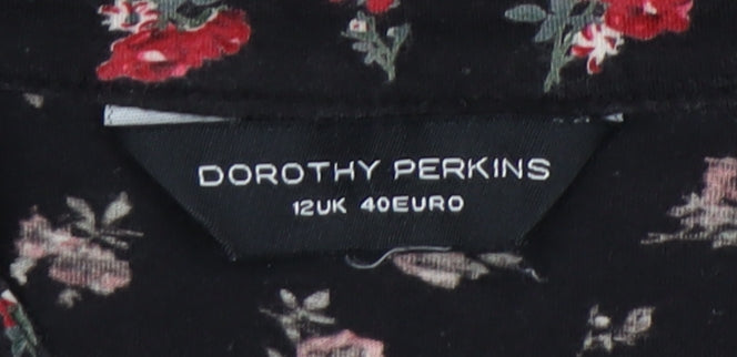 Womens UK Size 12 Dorothy Perkins Black Tunic Blouse
