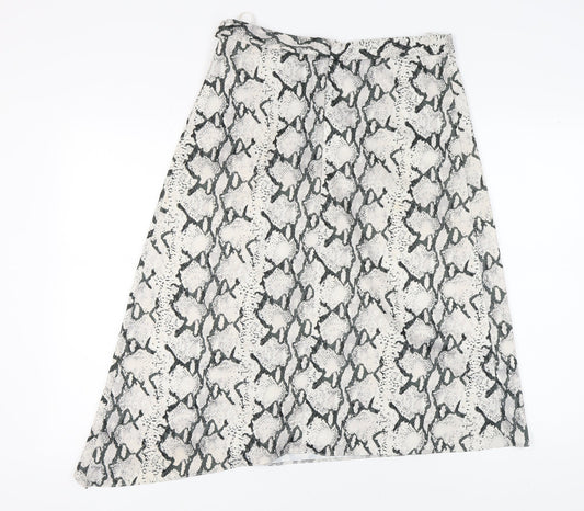 Miss Selfridge Women's Grey Animal Print A-Line Skirt - Size 14