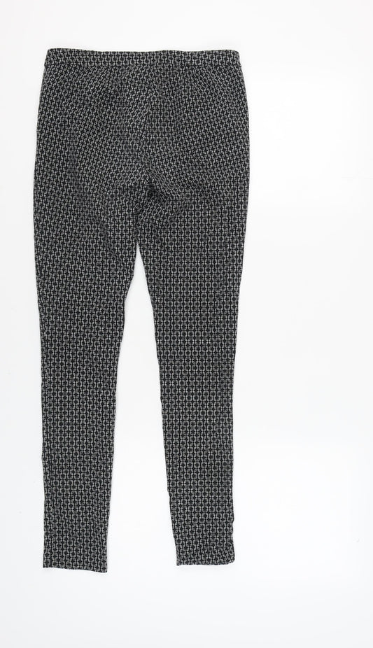 New Look Women's Black Geometric Skinny Trousers Size 10