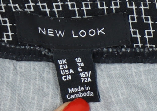 New Look Women's Black Geometric Skinny Trousers Size 10