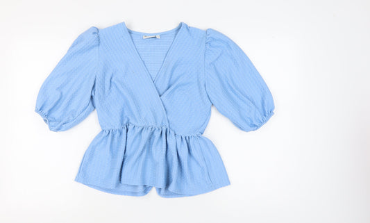 Womens UK Size 12 ASOS DESIGN Blue Wrap Blouse