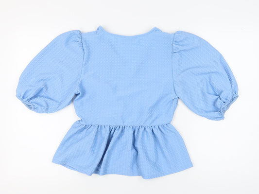 Womens UK Size 12 ASOS DESIGN Blue Wrap Blouse