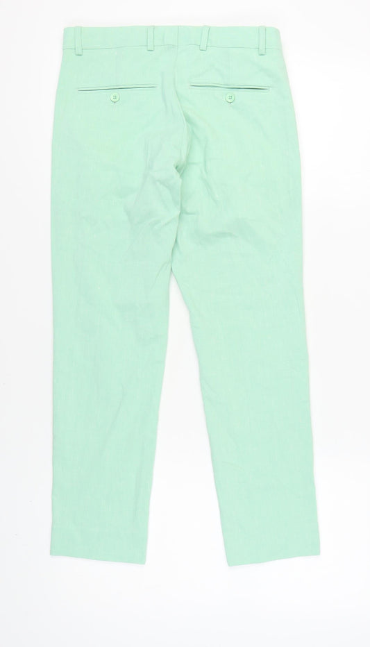 boohooMAN Men's Green Chino Trousers, Size 28